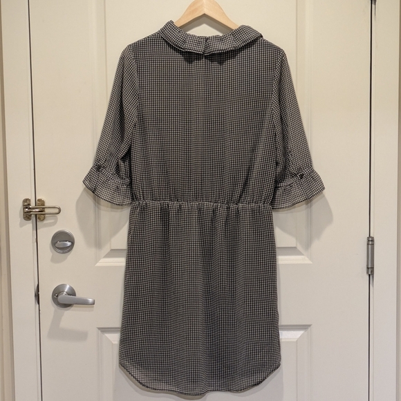 EUC Banana Republic M Houndstooth Fully Lined Ruffle Collar Dress with Pockets - Picture 7 of 10